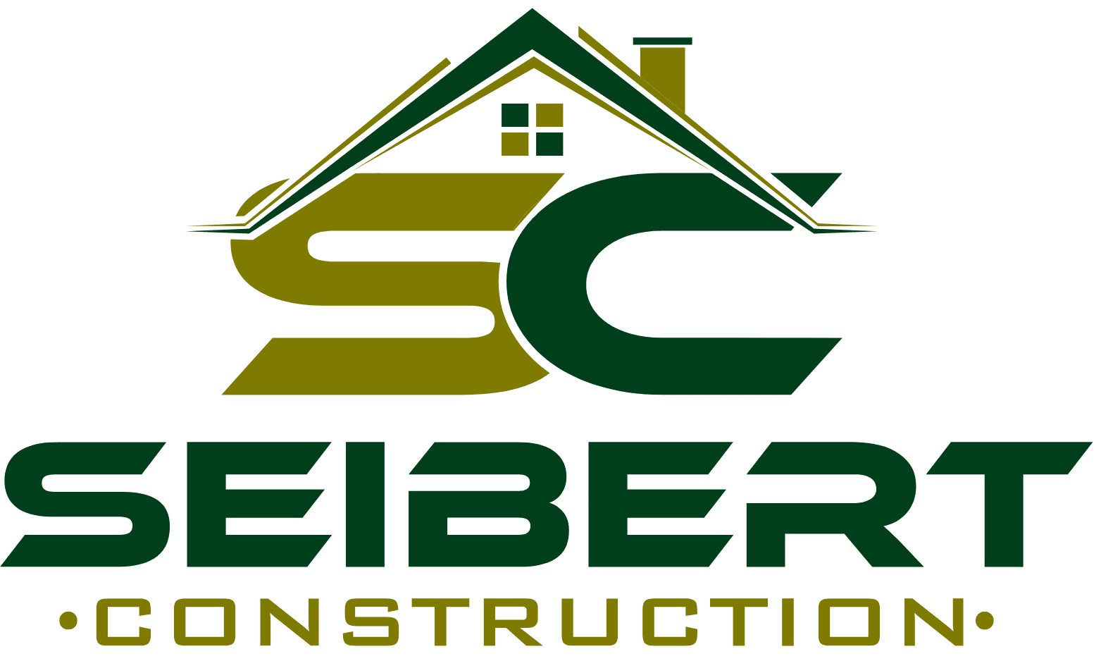 The Seibert Construction logo. Gold S and Green C under a roof