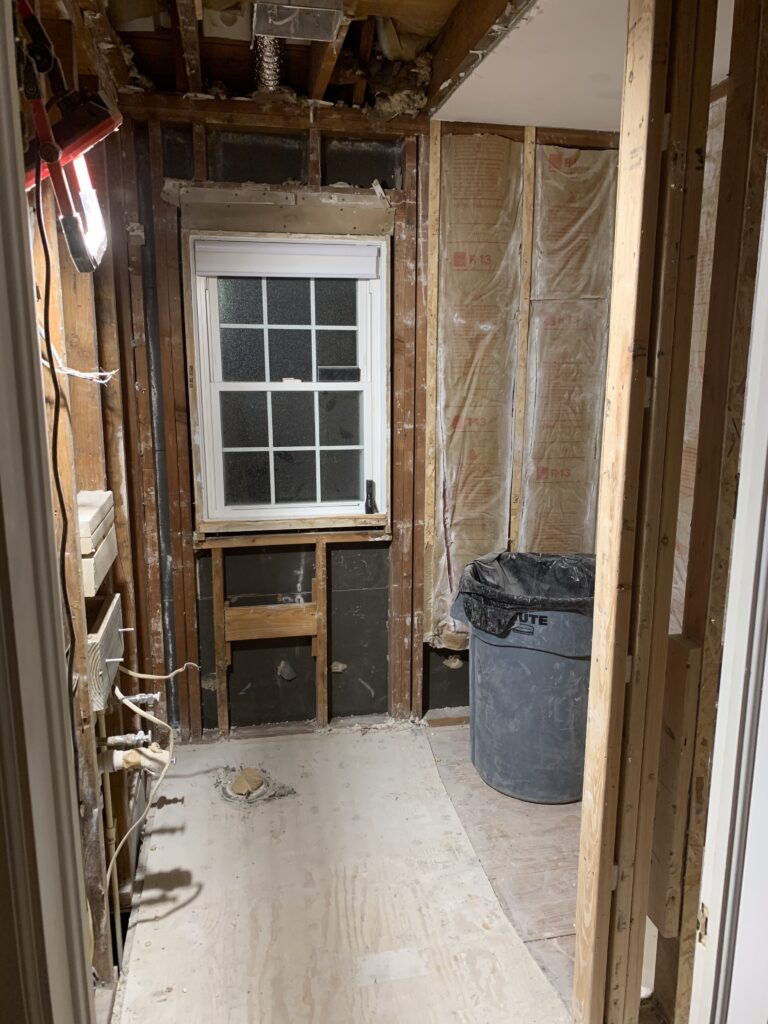Bathroom taken down to studs before remodel in Haubstadt Indiana