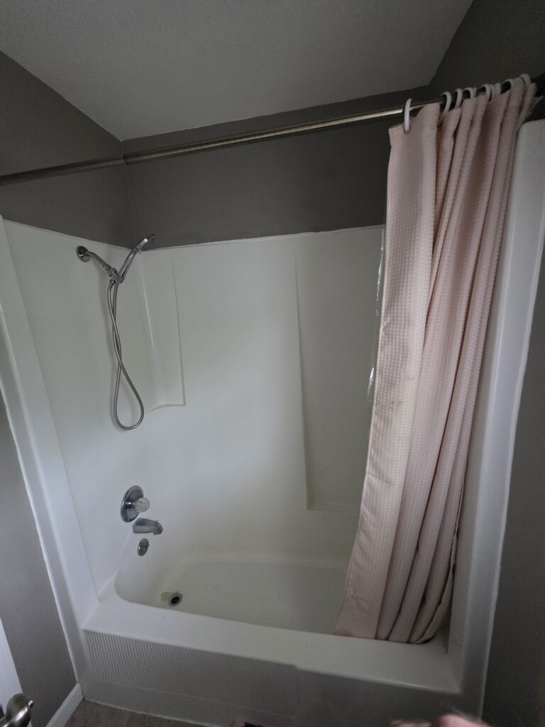 Before photo of tub and shower surround replacement in Wadesville Indiana